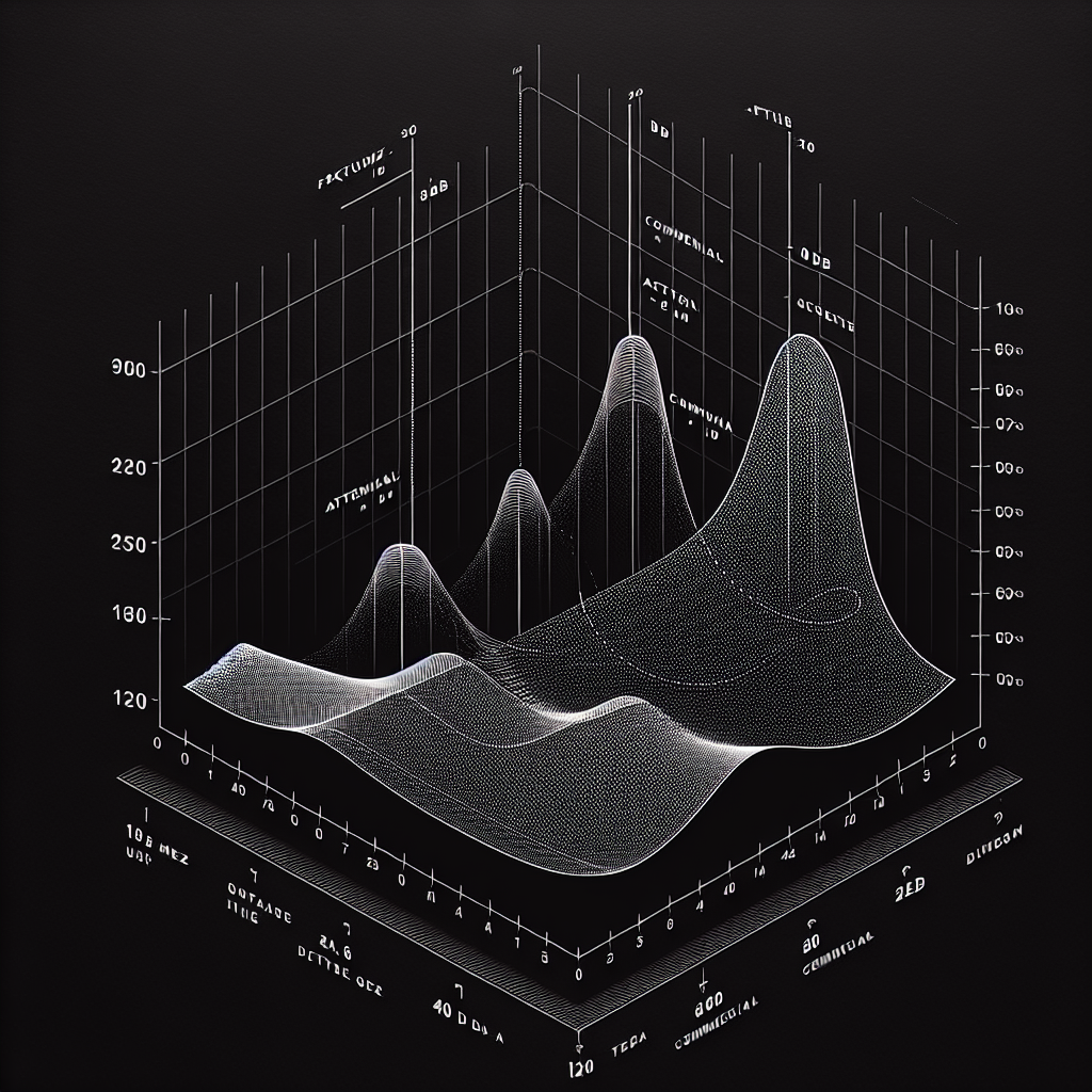 Faraday bag attenuation curve chart showing dB shielding effectiveness from 10 MHz to 40 GHz